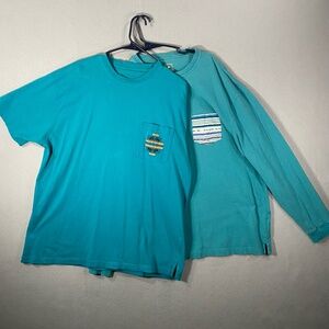 Lot 2 Surf Pendleton Pocket T Shirt Blue Long Short Sleeve Mens XL
